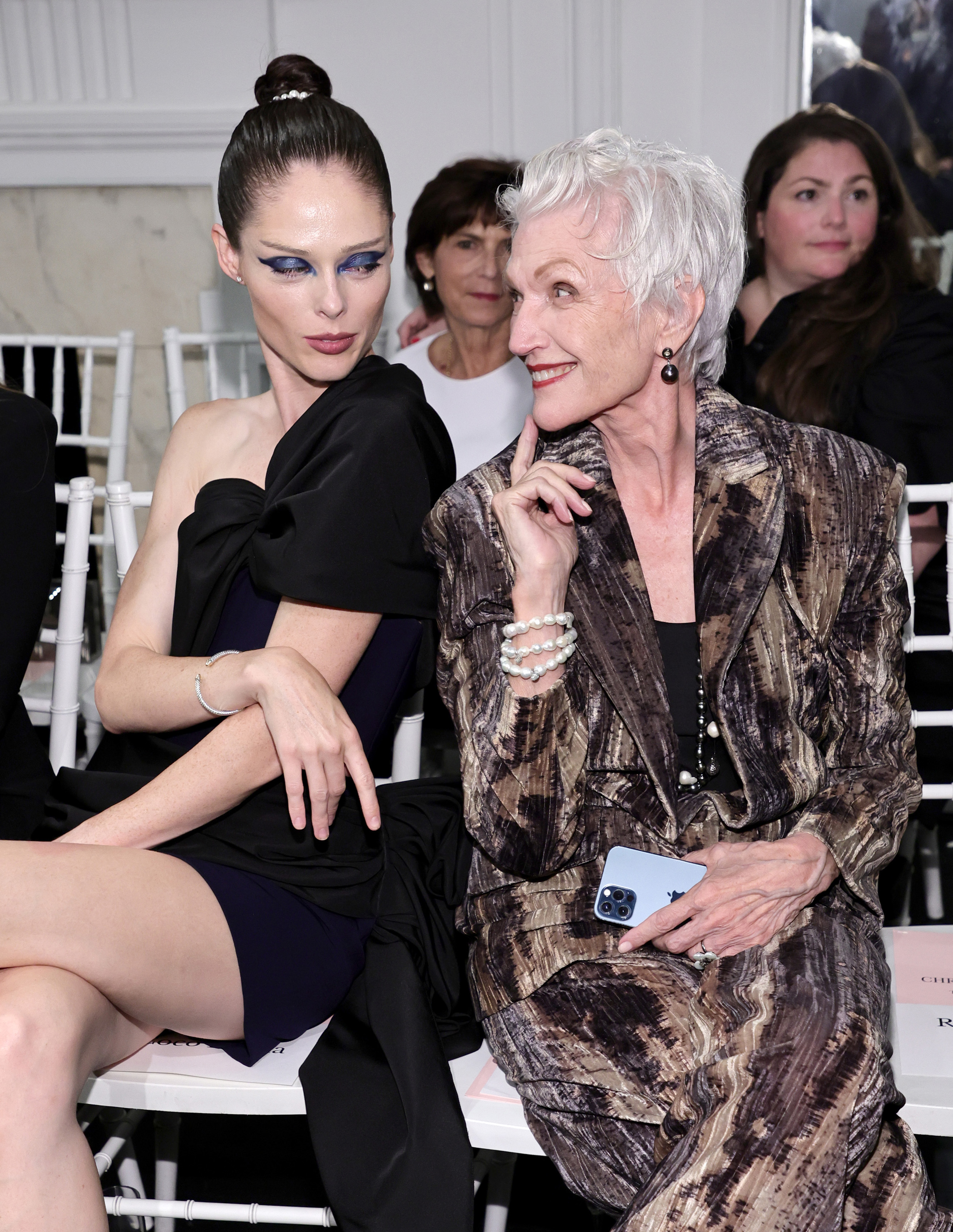 Coco Rocha and Maye Musk at the Christian Siriano Spring/Summer 2023 NYFW Show in New York City. 